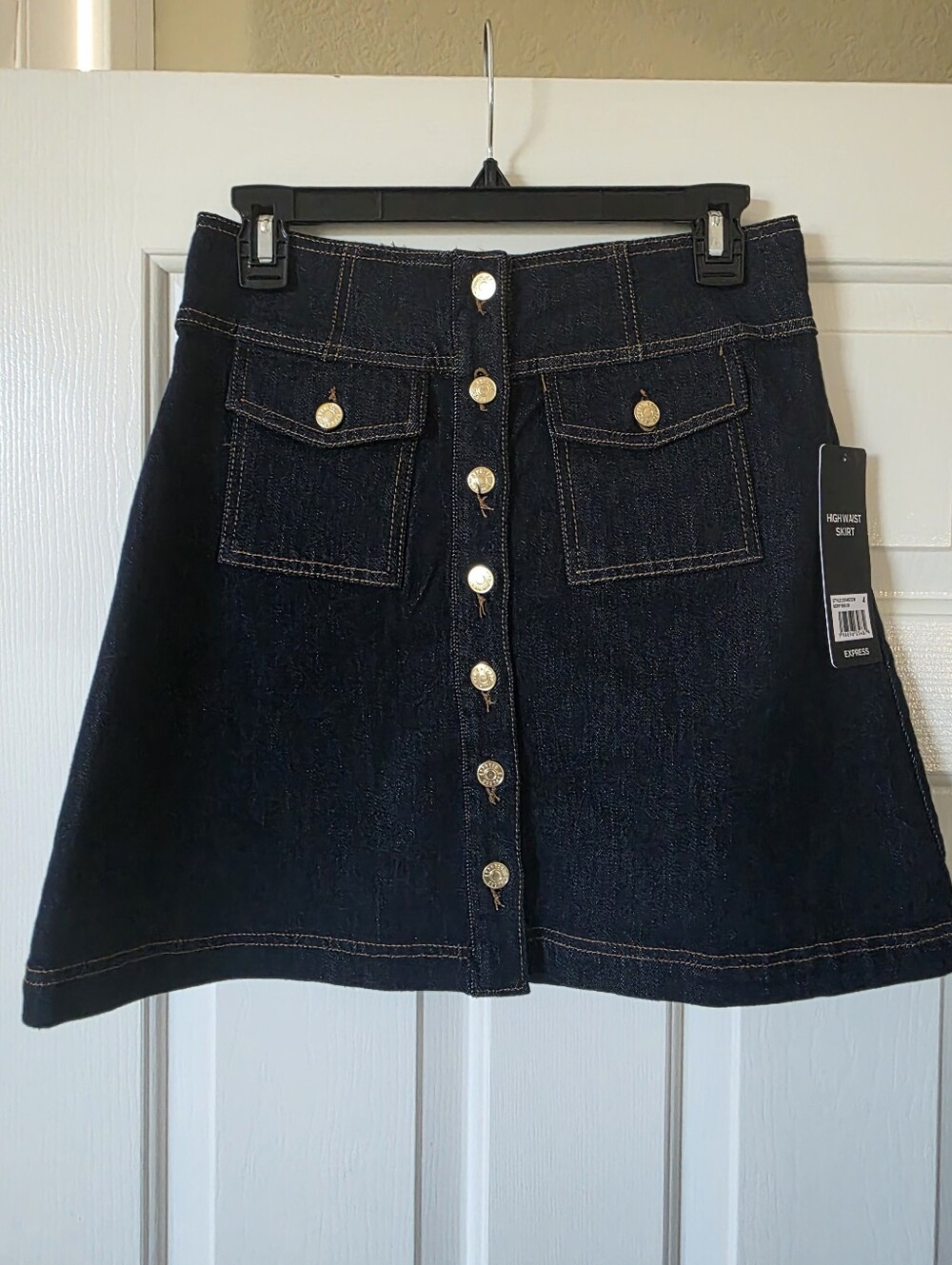 Express Denim Mini Skirt Dark Blue 4 NEW NWT